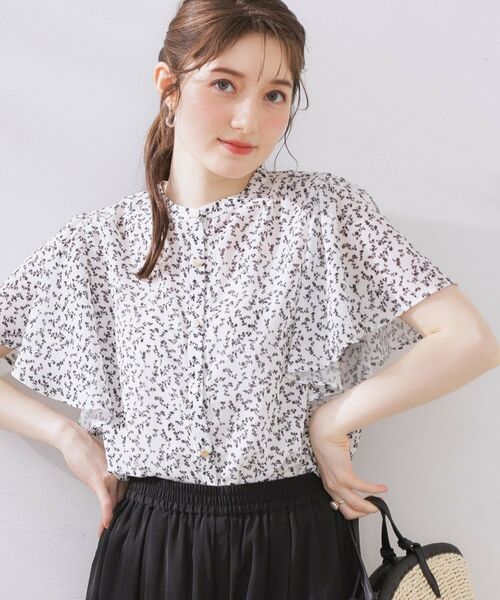 Couture Brooch / クチュールブローチ シャツ・ブラウス | 【キレイめ・通勤】前後2WAY楊柳フレアー袖ブラウス(オフホワイト(103))