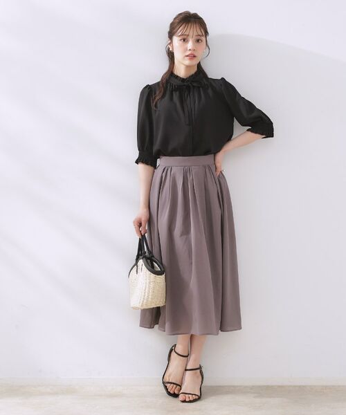 Couture Brooch / クチュールブローチ シャツ・ブラウス | 【5分袖・通勤】リボンタイ付きピコフリル5分袖ブラウス | 詳細14