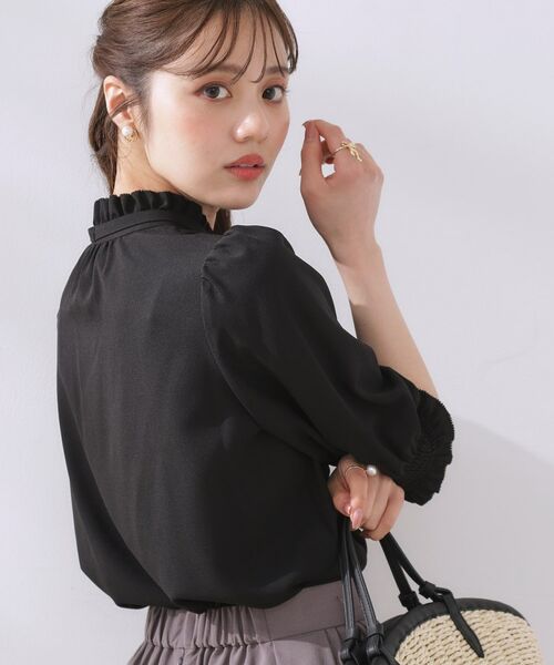 Couture Brooch / クチュールブローチ シャツ・ブラウス | 【5分袖・通勤】リボンタイ付きピコフリル5分袖ブラウス | 詳細19