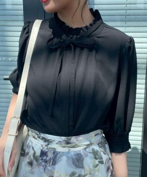 Couture Brooch / クチュールブローチ シャツ・ブラウス | 【5分袖・通勤】リボンタイ付きピコフリル5分袖ブラウス | 詳細23