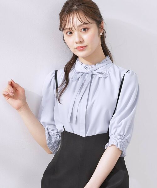 Couture Brooch / クチュールブローチ シャツ・ブラウス | 【5分袖・通勤】リボンタイ付きピコフリル5分袖ブラウス | 詳細27