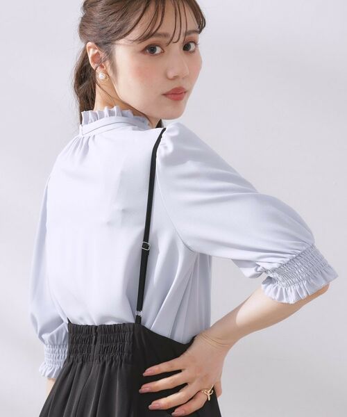 Couture Brooch / クチュールブローチ シャツ・ブラウス | 【5分袖・通勤】リボンタイ付きピコフリル5分袖ブラウス | 詳細29