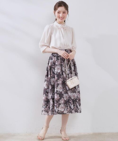 Couture Brooch / クチュールブローチ シャツ・ブラウス | 【5分袖・通勤】リボンタイ付きピコフリル5分袖ブラウス | 詳細7