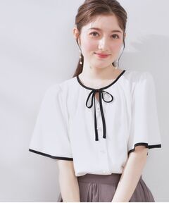 Couture Brooch / クチュールブローチ シャツ・ブラウス | 【きれいめ・二の腕カバー・通勤】配色フレア2WAYブラウス