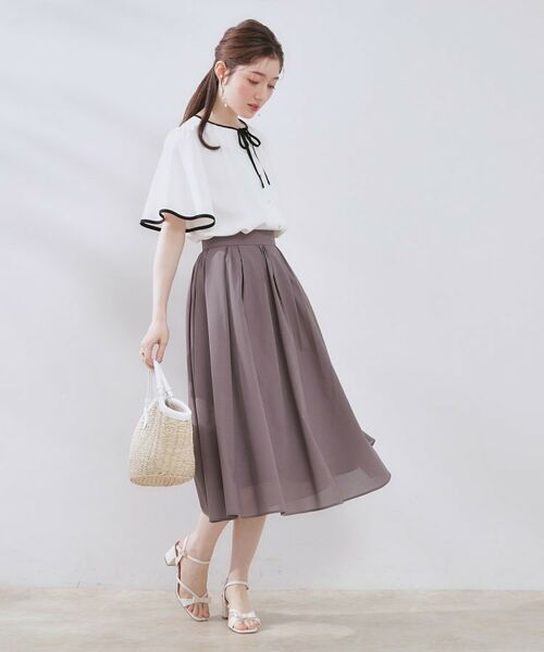 Couture Brooch / クチュールブローチ シャツ・ブラウス | 【きれいめ・二の腕カバー・通勤】配色フレア2WAYブラウス | 詳細1