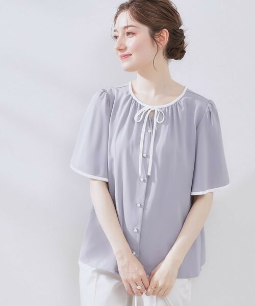 Couture Brooch / クチュールブローチ シャツ・ブラウス | 【きれいめ・二の腕カバー・通勤】配色フレア2WAYブラウス | 詳細16