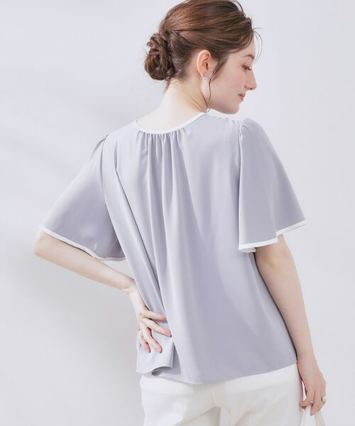 Couture Brooch / クチュールブローチ シャツ・ブラウス | 【きれいめ・二の腕カバー・通勤】配色フレア2WAYブラウス | 詳細18