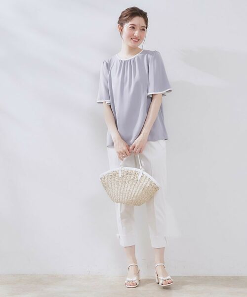 Couture Brooch / クチュールブローチ シャツ・ブラウス | 【きれいめ・二の腕カバー・通勤】配色フレア2WAYブラウス | 詳細19