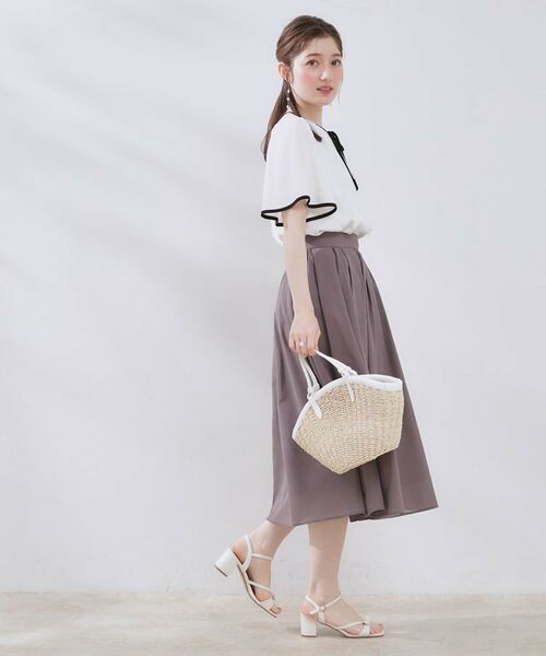 Couture Brooch / クチュールブローチ シャツ・ブラウス | 【きれいめ・二の腕カバー・通勤】配色フレア2WAYブラウス | 詳細2