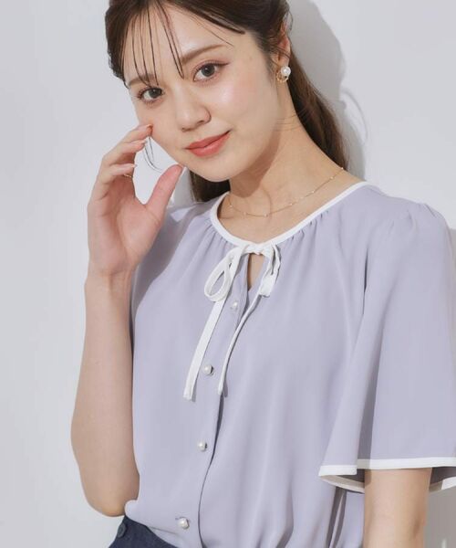 Couture Brooch / クチュールブローチ シャツ・ブラウス | 【きれいめ・二の腕カバー・通勤】配色フレア2WAYブラウス | 詳細21