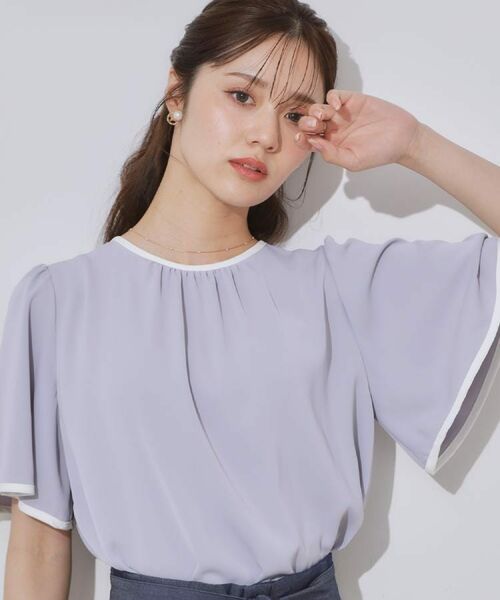 Couture Brooch / クチュールブローチ シャツ・ブラウス | 【きれいめ・二の腕カバー・通勤】配色フレア2WAYブラウス | 詳細24