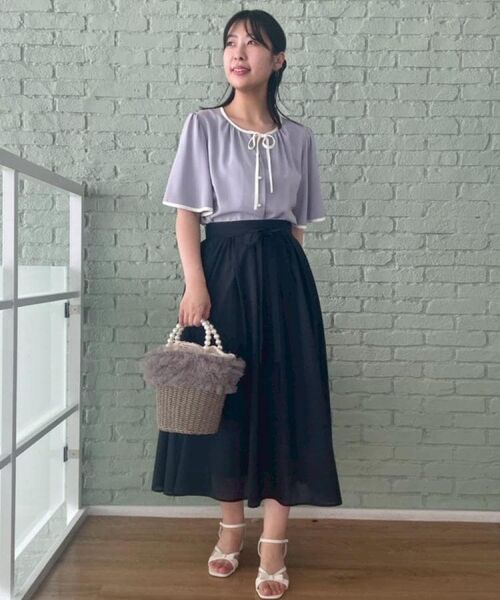 Couture Brooch / クチュールブローチ シャツ・ブラウス | 【きれいめ・二の腕カバー・通勤】配色フレア2WAYブラウス | 詳細25