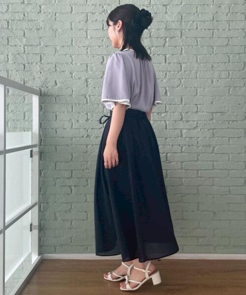 Couture Brooch / クチュールブローチ シャツ・ブラウス | 【きれいめ・二の腕カバー・通勤】配色フレア2WAYブラウス | 詳細26