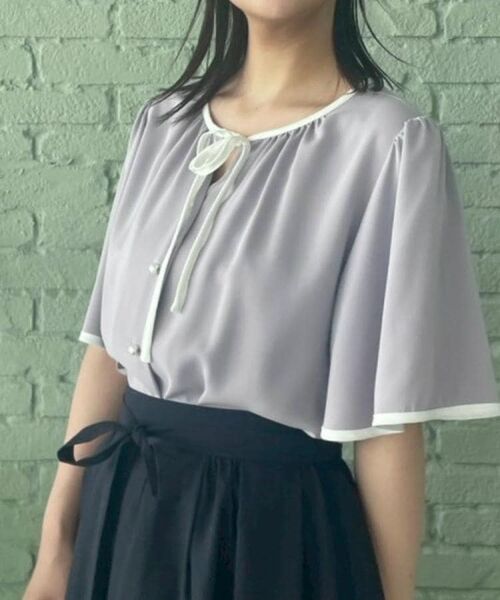 Couture Brooch / クチュールブローチ シャツ・ブラウス | 【きれいめ・二の腕カバー・通勤】配色フレア2WAYブラウス | 詳細28