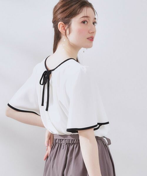 Couture Brooch / クチュールブローチ シャツ・ブラウス | 【きれいめ・二の腕カバー・通勤】配色フレア2WAYブラウス | 詳細8