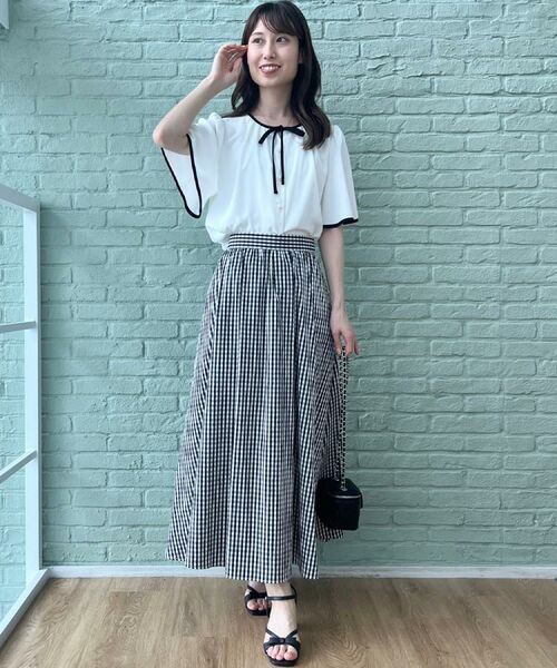 Couture Brooch / クチュールブローチ シャツ・ブラウス | 【きれいめ・二の腕カバー・通勤】配色フレア2WAYブラウス | 詳細9