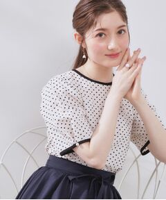 Couture Brooch / クチュールブローチ シャツ・ブラウス | 【フェミニン・二の腕カバー・通勤】サッカードットデザインブラウス