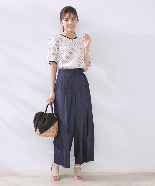 Couture Brooch / クチュールブローチ シャツ・ブラウス | 【フェミニン・二の腕カバー・通勤】サッカードットデザインブラウス | 詳細1