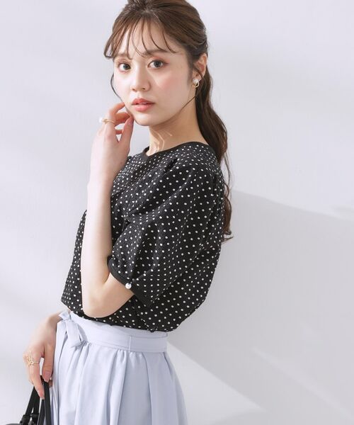 Couture Brooch / クチュールブローチ シャツ・ブラウス | 【フェミニン・二の腕カバー・通勤】サッカードットデザインブラウス | 詳細19
