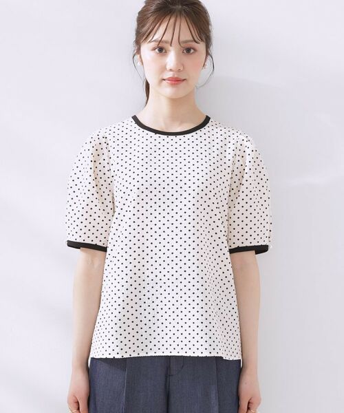 Couture Brooch / クチュールブローチ シャツ・ブラウス | 【フェミニン・二の腕カバー・通勤】サッカードットデザインブラウス | 詳細27