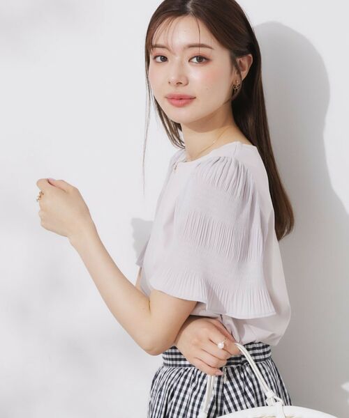 Couture Brooch / クチュールブローチ カットソー | 【接触冷感・UVカット・細見え】マジョリカシフォンスリーブトップス | 詳細15