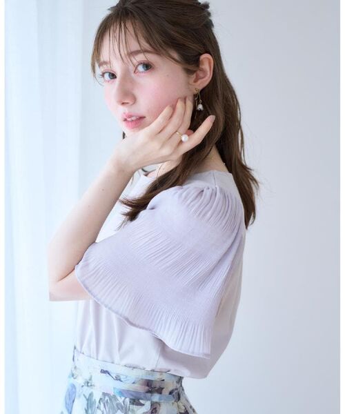 Couture Brooch / クチュールブローチ カットソー | 【接触冷感・UVカット・細見え】マジョリカシフォンスリーブトップス(グレー(012))