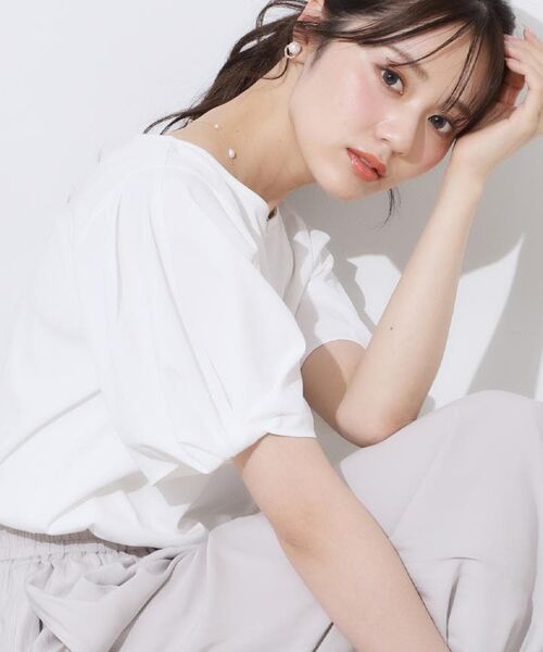 Couture Brooch / クチュールブローチ カットソー | 【接触冷感・UVカット・通勤】ねじり袖サイロコンパクト(オフホワイト(003))