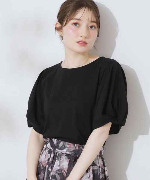 Couture Brooch / クチュールブローチ カットソー | 【接触冷感・UVカット・通勤】ねじり袖サイロコンパクト(ブラック(019))