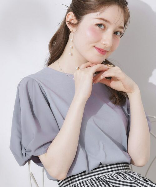 Couture Brooch / クチュールブローチ カットソー | 【接触冷感・UVカット・通勤】ねじり袖サイロコンパクト(ブルー(092))