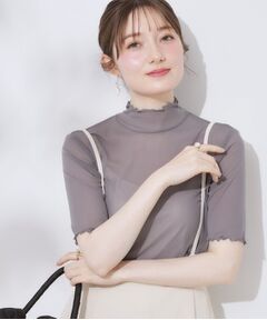 Couture Brooch / クチュールブローチ カットソー | シアーチュール5分袖トップス