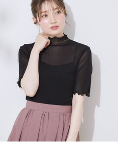 Couture Brooch / クチュールブローチ カットソー | シアーチュール5分袖トップス