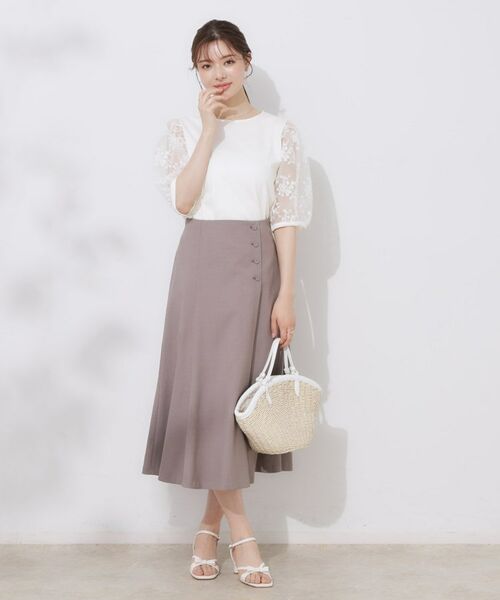 Couture Brooch / クチュールブローチ カットソー | 【接触冷感・UV・マシンウォッシャブル】袖レースデザイントップス | 詳細1