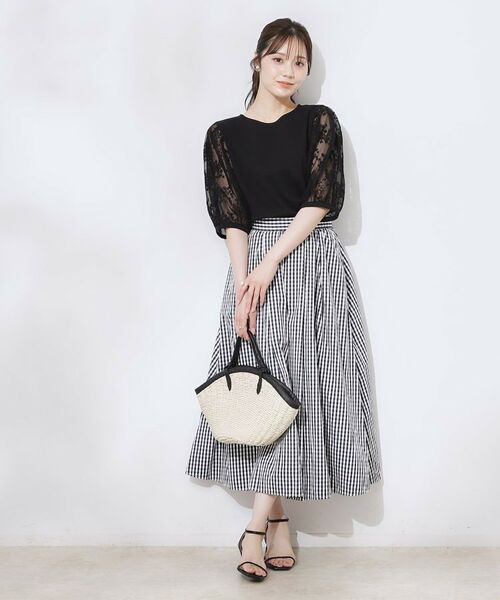 Couture Brooch / クチュールブローチ カットソー | 【接触冷感・UV・マシンウォッシャブル】袖レースデザイントップス | 詳細12