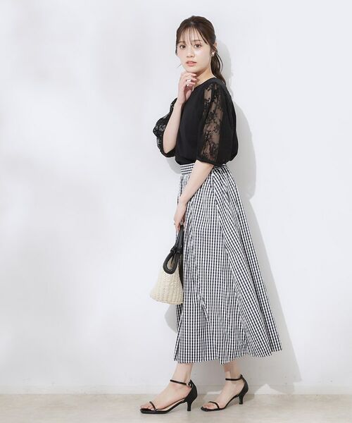 Couture Brooch / クチュールブローチ カットソー | 【接触冷感・UV・マシンウォッシャブル】袖レースデザイントップス | 詳細13