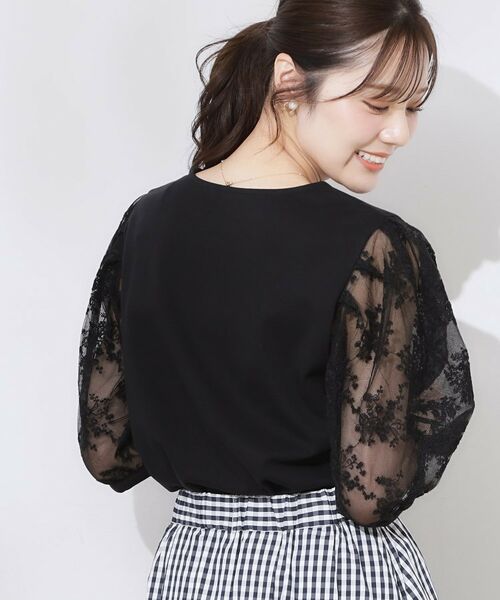 Couture Brooch / クチュールブローチ カットソー | 【接触冷感・UV・マシンウォッシャブル】袖レースデザイントップス | 詳細17