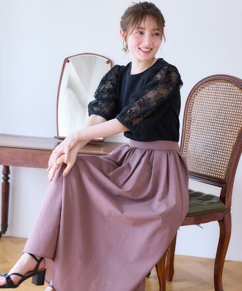 Couture Brooch / クチュールブローチ カットソー | 【接触冷感・UV・マシンウォッシャブル】袖レースデザイントップス | 詳細19