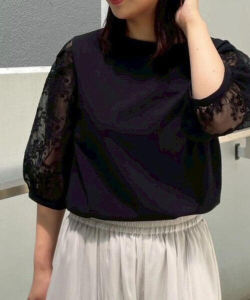 Couture Brooch / クチュールブローチ カットソー | 【接触冷感・UV・マシンウォッシャブル】袖レースデザイントップス | 詳細26