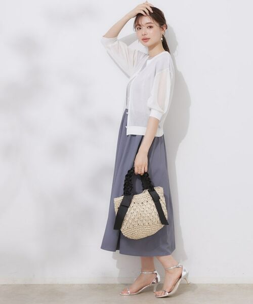 Couture Brooch / クチュールブローチ カーディガン・ボレロ | 【前後2WAY・二の腕カバー】ダブルパール調釦5分袖シアーカーディガントップス | 詳細2