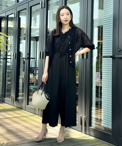 Couture Brooch / クチュールブローチ カーディガン・ボレロ | 【前後2WAY・二の腕カバー】ダブルパール調釦5分袖シアーカーディガントップス | 詳細26