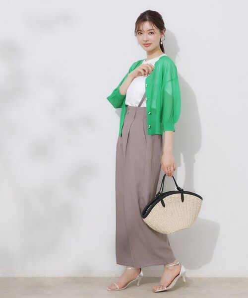 Couture Brooch / クチュールブローチ カーディガン・ボレロ | 【前後2WAY・二の腕カバー】ダブルパール調釦5分袖シアーカーディガントップス | 詳細29