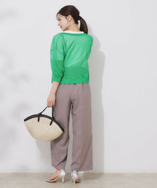 Couture Brooch / クチュールブローチ カーディガン・ボレロ | 【前後2WAY・二の腕カバー】ダブルパール調釦5分袖シアーカーディガントップス | 詳細30