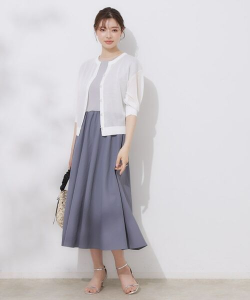 Couture Brooch / クチュールブローチ カーディガン・ボレロ | 【前後2WAY・二の腕カバー】ダブルパール調釦5分袖シアーカーディガントップス | 詳細4