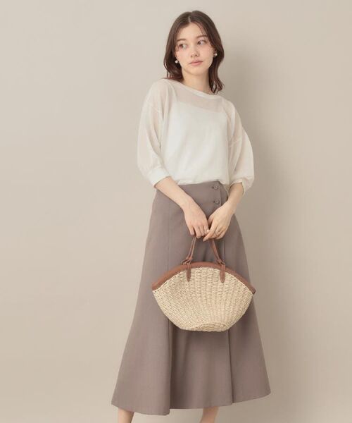 Couture Brooch / クチュールブローチ カーディガン・ボレロ | 【前後2WAY・二の腕カバー】ダブルパール調釦5分袖シアーカーディガントップス | 詳細6