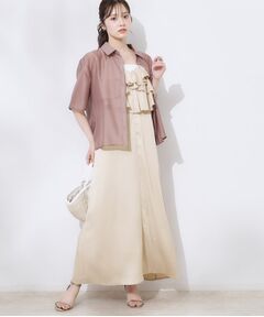 Couture Brooch / クチュールブローチ ロング・マキシ丈ワンピース | シワサテンラッフルキャミワンピース