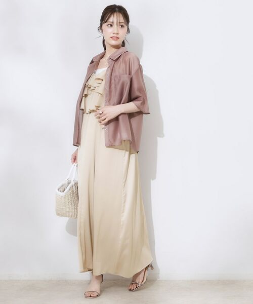 Couture Brooch / クチュールブローチ ロング・マキシ丈ワンピース | シワサテンラッフルキャミワンピース | 詳細11