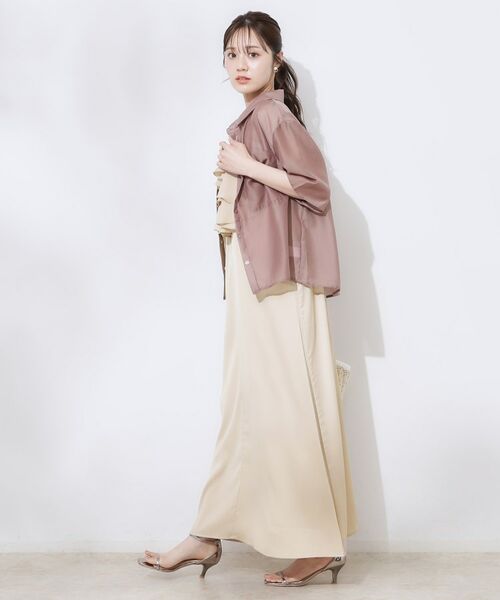 Couture Brooch / クチュールブローチ ロング・マキシ丈ワンピース | シワサテンラッフルキャミワンピース | 詳細12