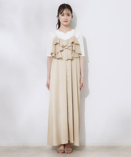 Couture Brooch / クチュールブローチ ロング・マキシ丈ワンピース | シワサテンラッフルキャミワンピース | 詳細15
