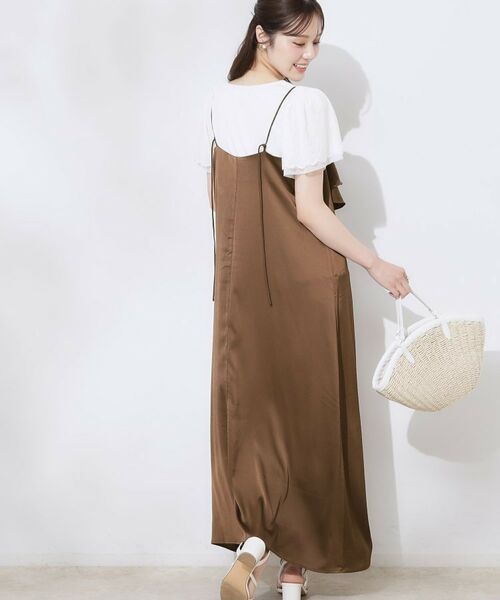 Couture Brooch / クチュールブローチ ロング・マキシ丈ワンピース | シワサテンラッフルキャミワンピース | 詳細3