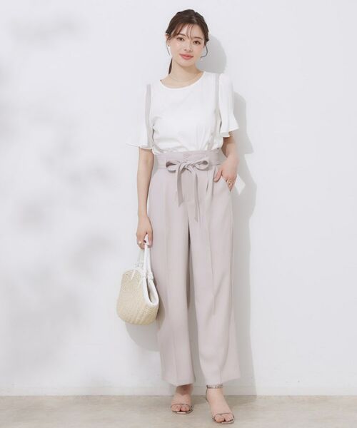 Couture Brooch / クチュールブローチ パンツ | 【美脚効果・通勤】リネンライク サス付きパンツ | 詳細1
