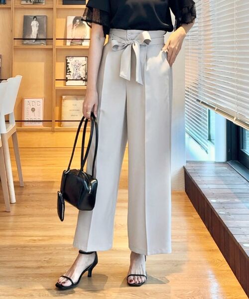 Couture Brooch / クチュールブローチ パンツ | 【美脚効果・通勤】リネンライク サス付きパンツ | 詳細12